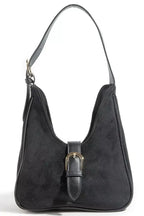Fame Buckle Accent Faux Suede Hand Bag