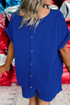 Textured Sequined USA Top and Bowknot Shorts Set