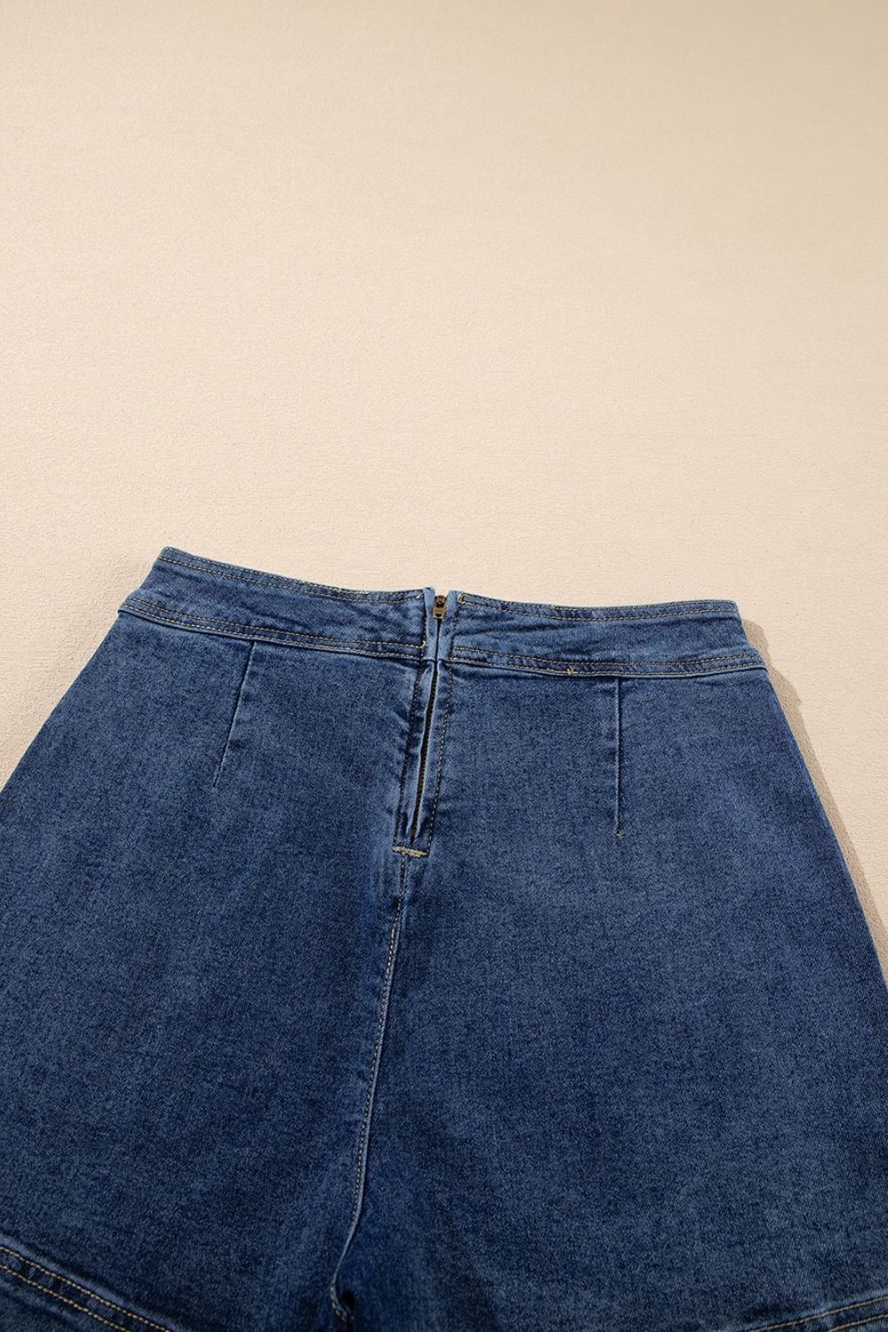 Asymmetrical Denim Skort with Pockets
