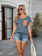 Striped Round Neck Short Sleeve T-Shirt
