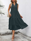 V-Neck Sleeveless Tiered Dress - felvior