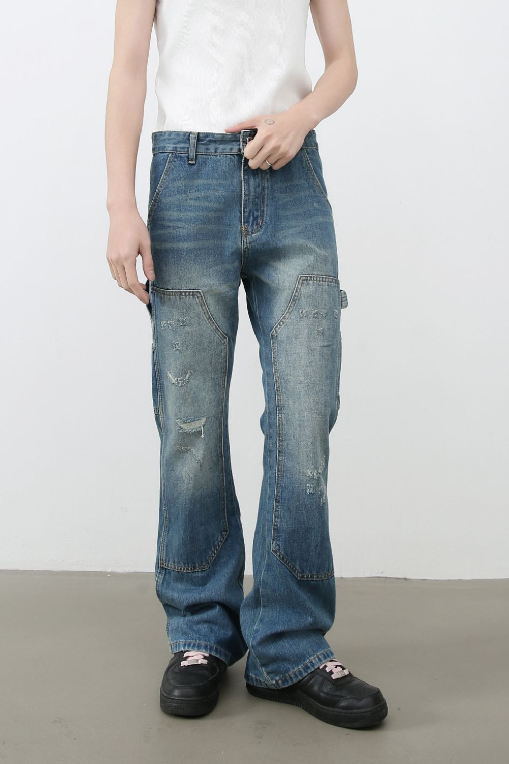 Men's Distressed Baggy Jeans - felvior