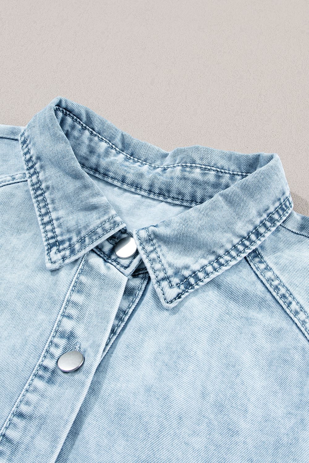 Mineral Wash Ruffle Sleeve Denim Dress - felvior