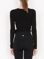 Tied Surplice Long Sleeve Top