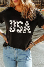 USA Round Neck Short Sleeve T-Shirt