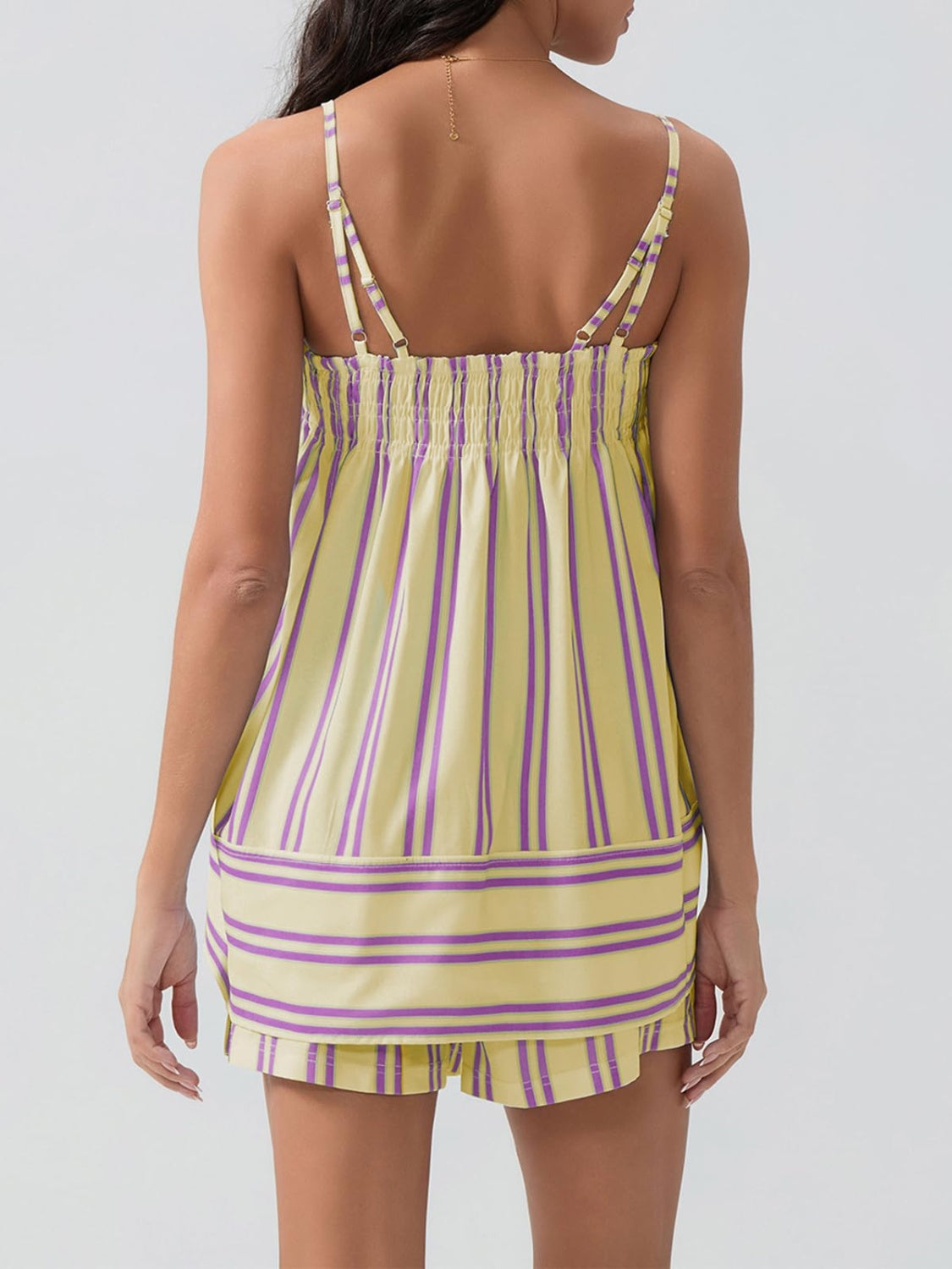 Smocked Square Neck Cami and Shorts Set - felvior
