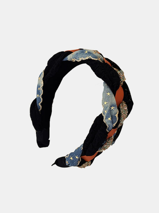 Denim Braided Wide Headband - felvior