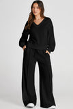V-Neck Long Sleeve Top and Pants Active Set - felvior
