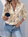 Perfee Printed Collared Neck Long Sleeve Shirt - felvior