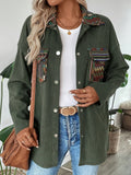 Snap Down Long Sleeve Jacket with Chest Pockets - felvior