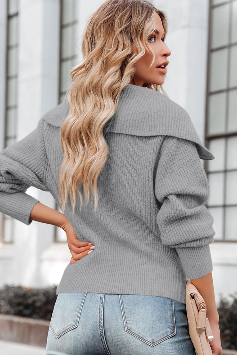 Zip Up Long Sleeve Cardigan - felvior