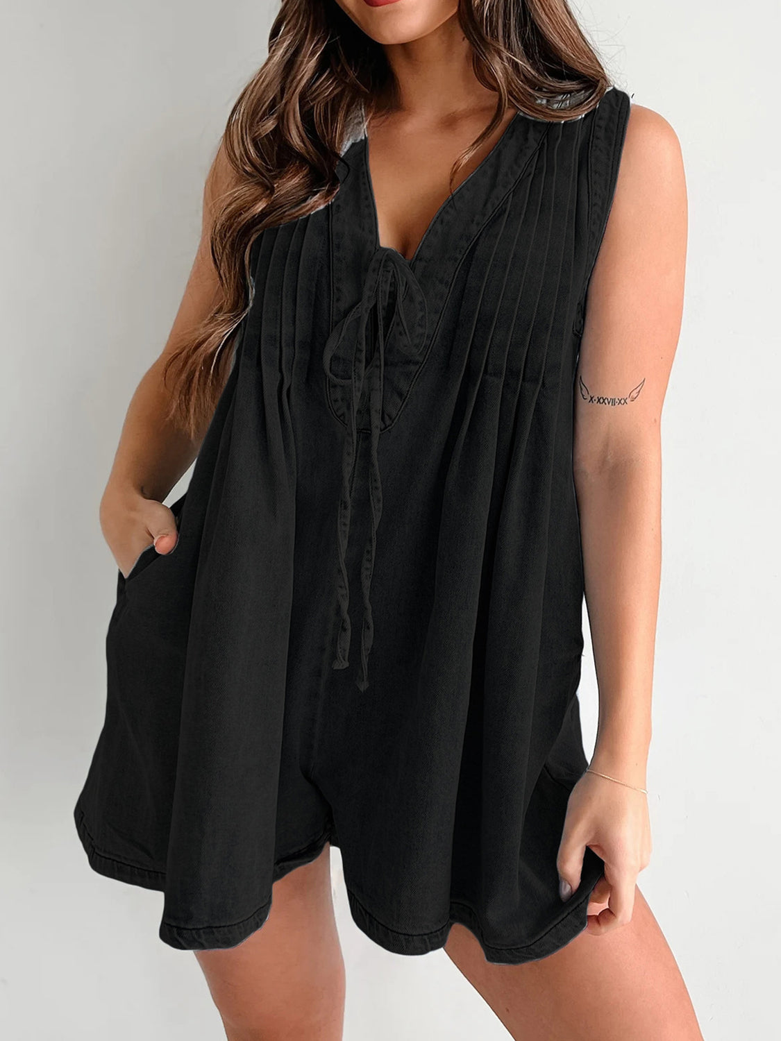 Tied Romper with Pockets - felvior