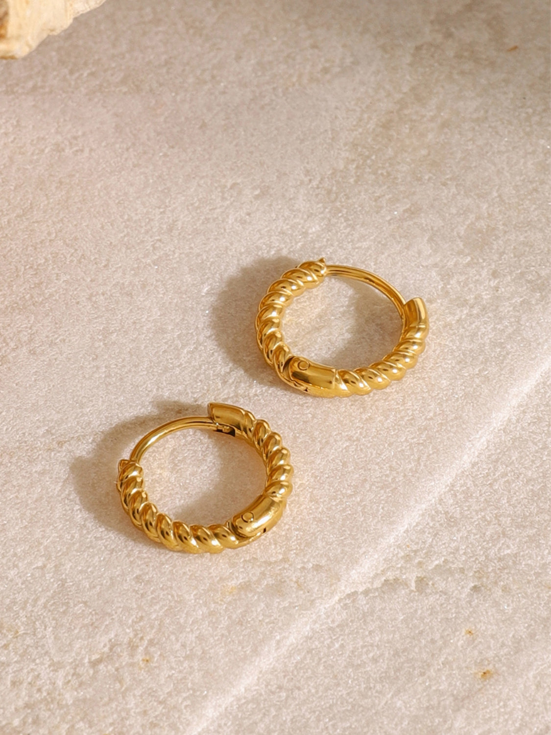 18K Gold-Plated Stainless Steel Huggie Earrings - felvior