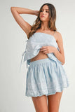 MABLE Embroidered Crop Cami and Balloon Mini Skirt Set - felvior