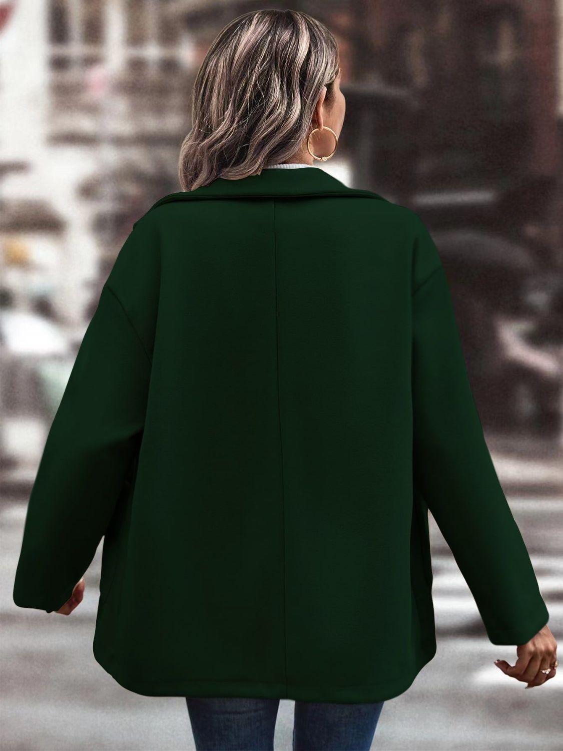Pocketed Collared Neck Button Up Jacket - felvior