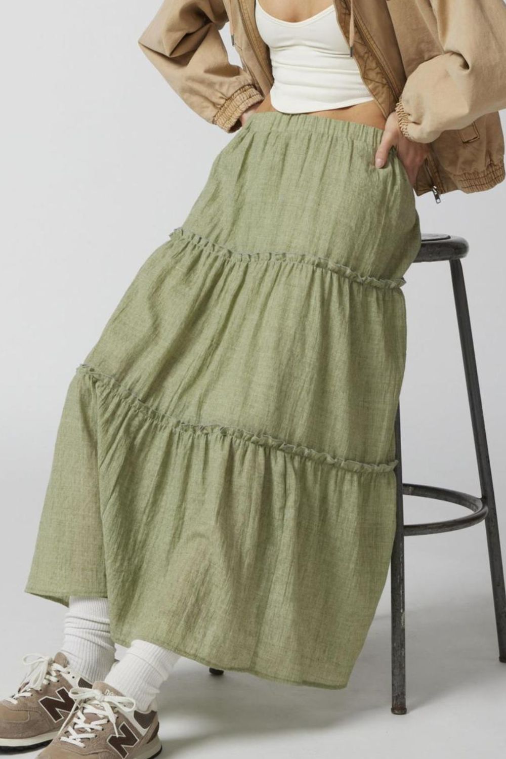 Frill Elastic Waist Skirt