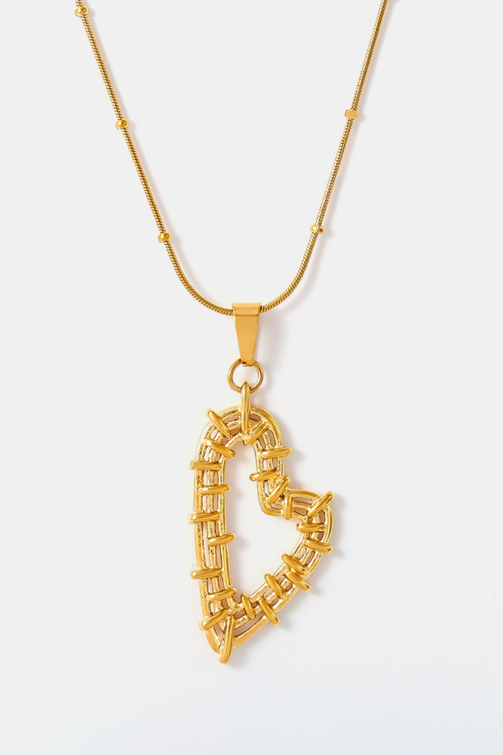 Stainless Steel Heart Earrings and Necklace Set - felvior