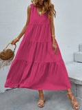 FAM-FAM Tiered V-Neck Sleeveless Dress - felvior