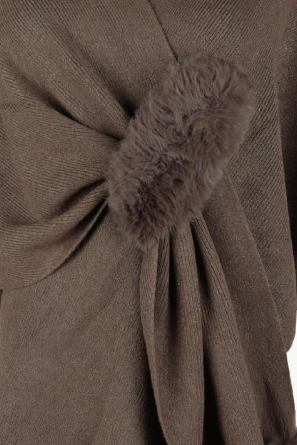 Surplice Neck Pom-Pom Trim Poncho - felvior