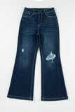 Distressed Wide Leg Jeans with Pockets - felvior
