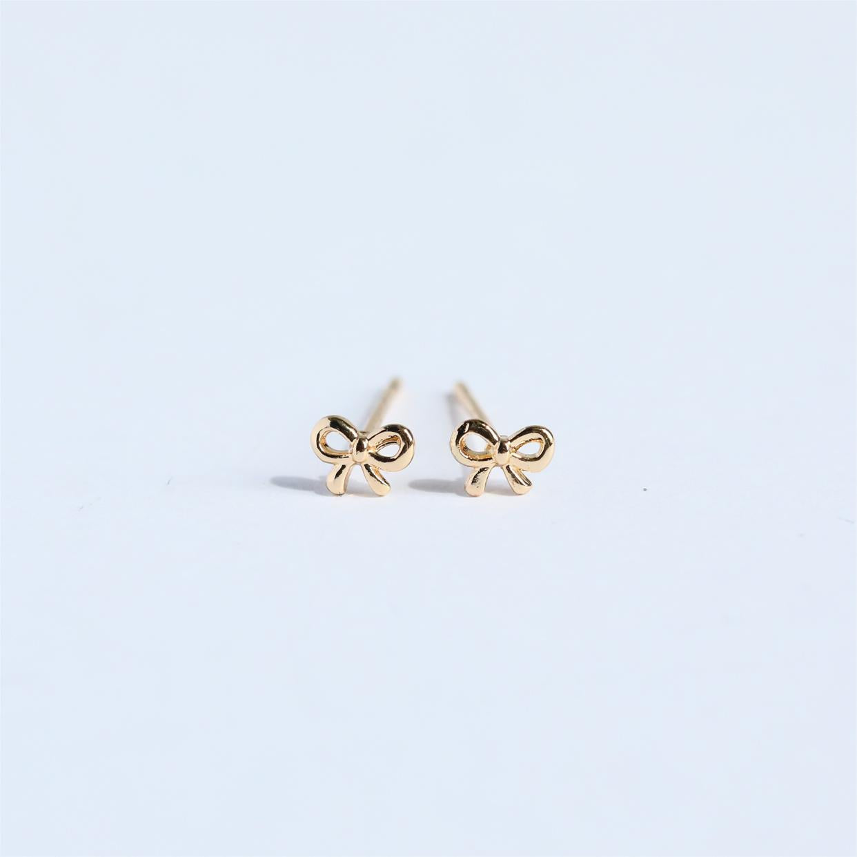 Copper Bow Stud Earrings - felvior