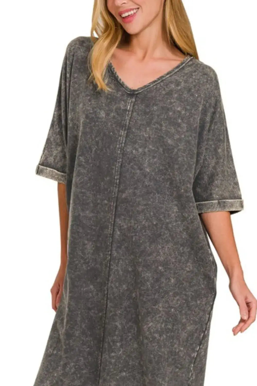 Zenana Acid-washed French Terry Tee Shirts Dress