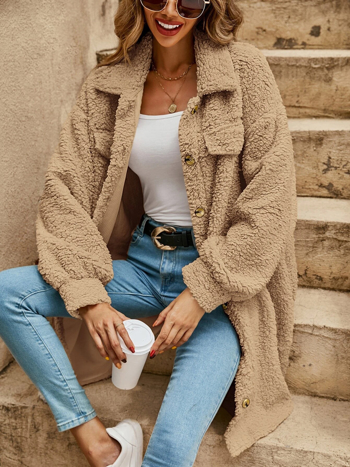Collared Button Down Coat - felvior