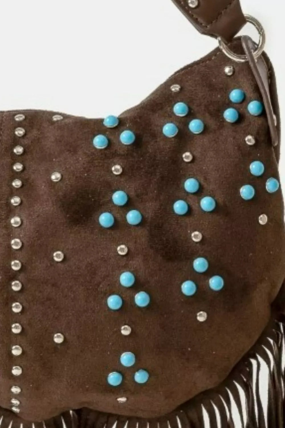 Fame Studded Pattern Multi Fringe Hobo Shoulder Bag Secondary image