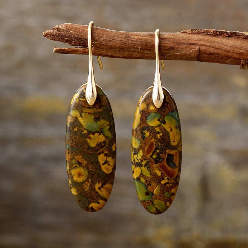 Natural Stone Copper Dangle Earrings - felvior