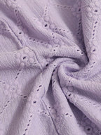 Eyelet Round Neck Flutter Sleeve Top