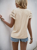 Swiss Dot Cutout Button Down Shirt - felvior