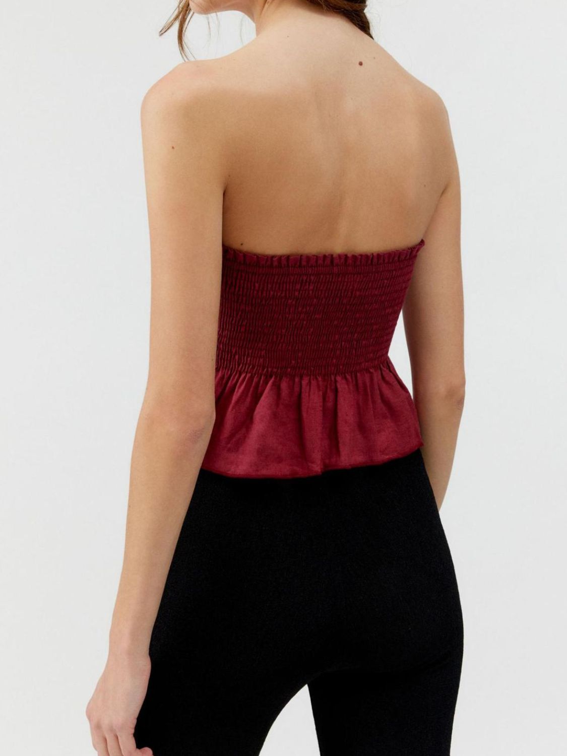 Smocked Peplum Tube Top - felvior