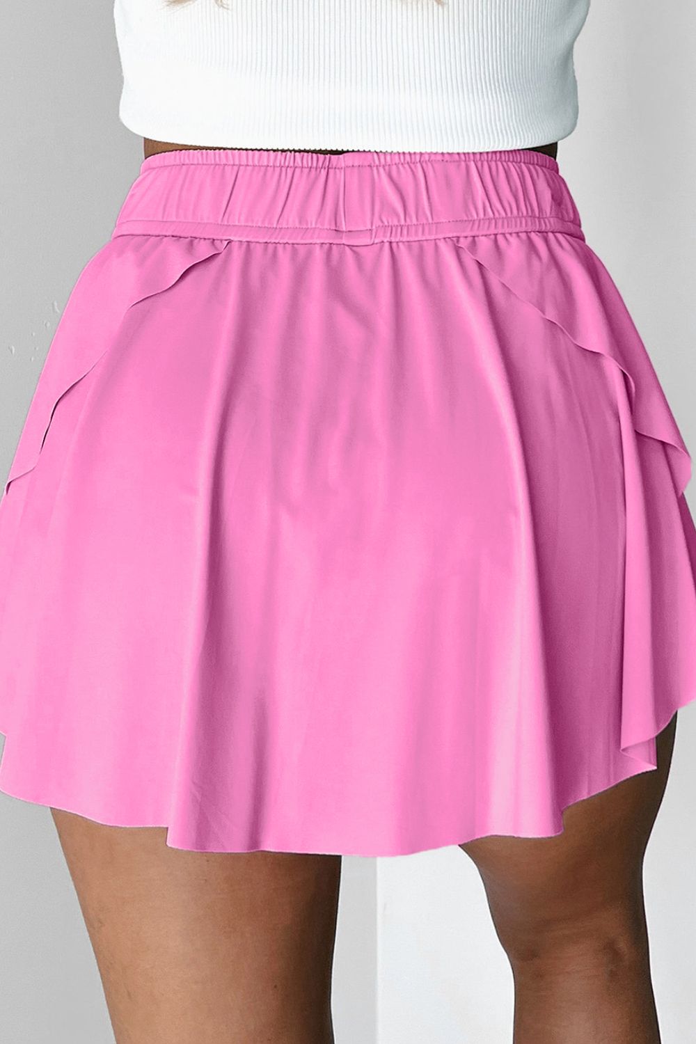 Drawstring High Waist Lined Active Skorts - felvior