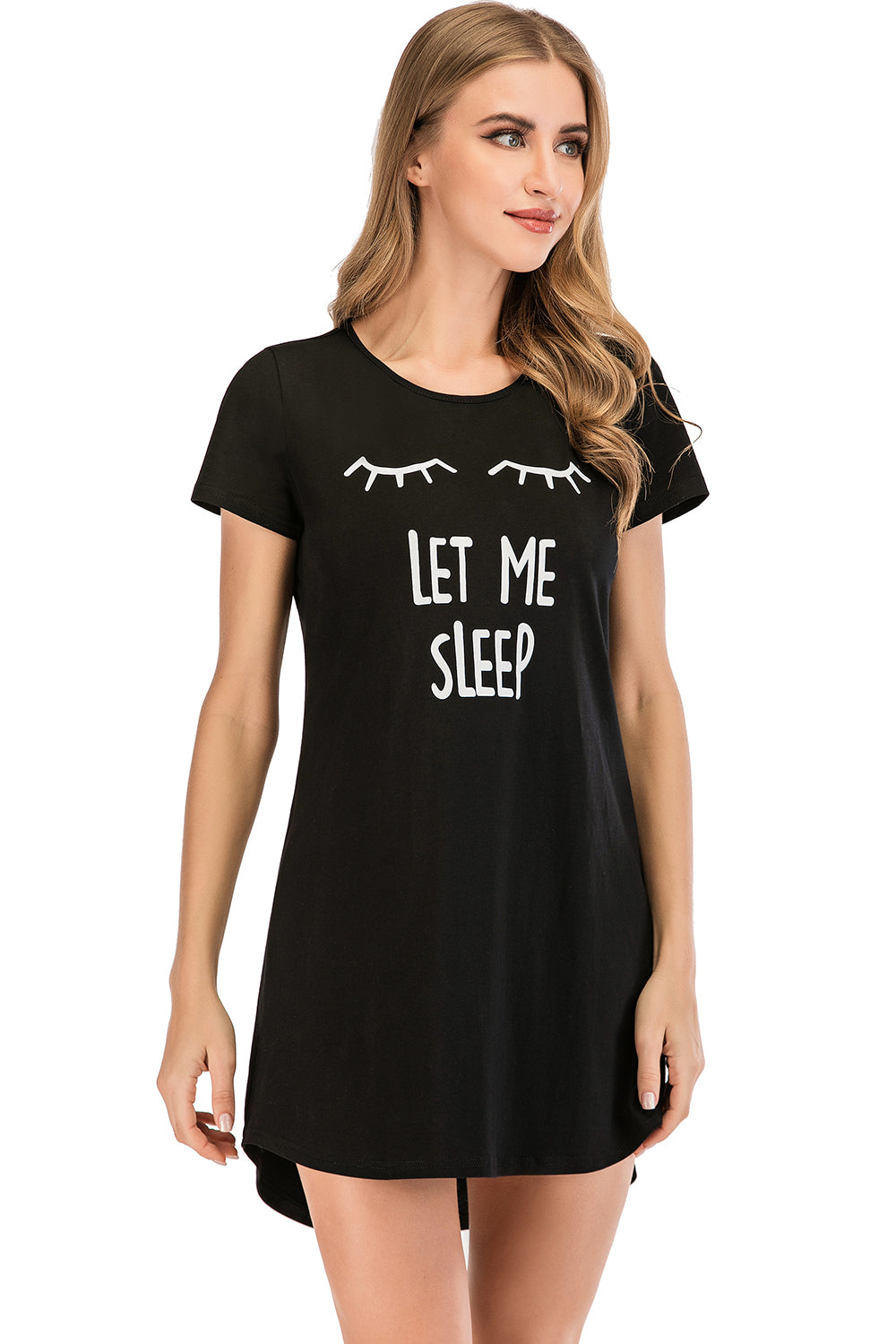 Graphic Round Neck Short Sleeve Lounge Dress - felvior