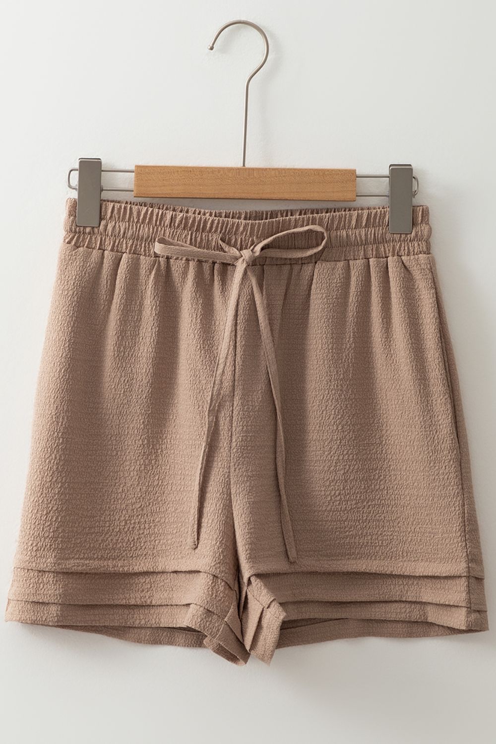 Textured Tiered Edge High Waist Shorts - felvior