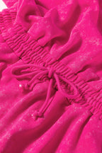 Mineral Wash Hollow Out Back Drawstring Waist Romper