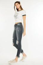 Kancan High Rise Distressed Ankle Skinny Jeans
