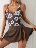 Printed Scoop Neck Wide Strap Two-Piece Swimwear - felvior