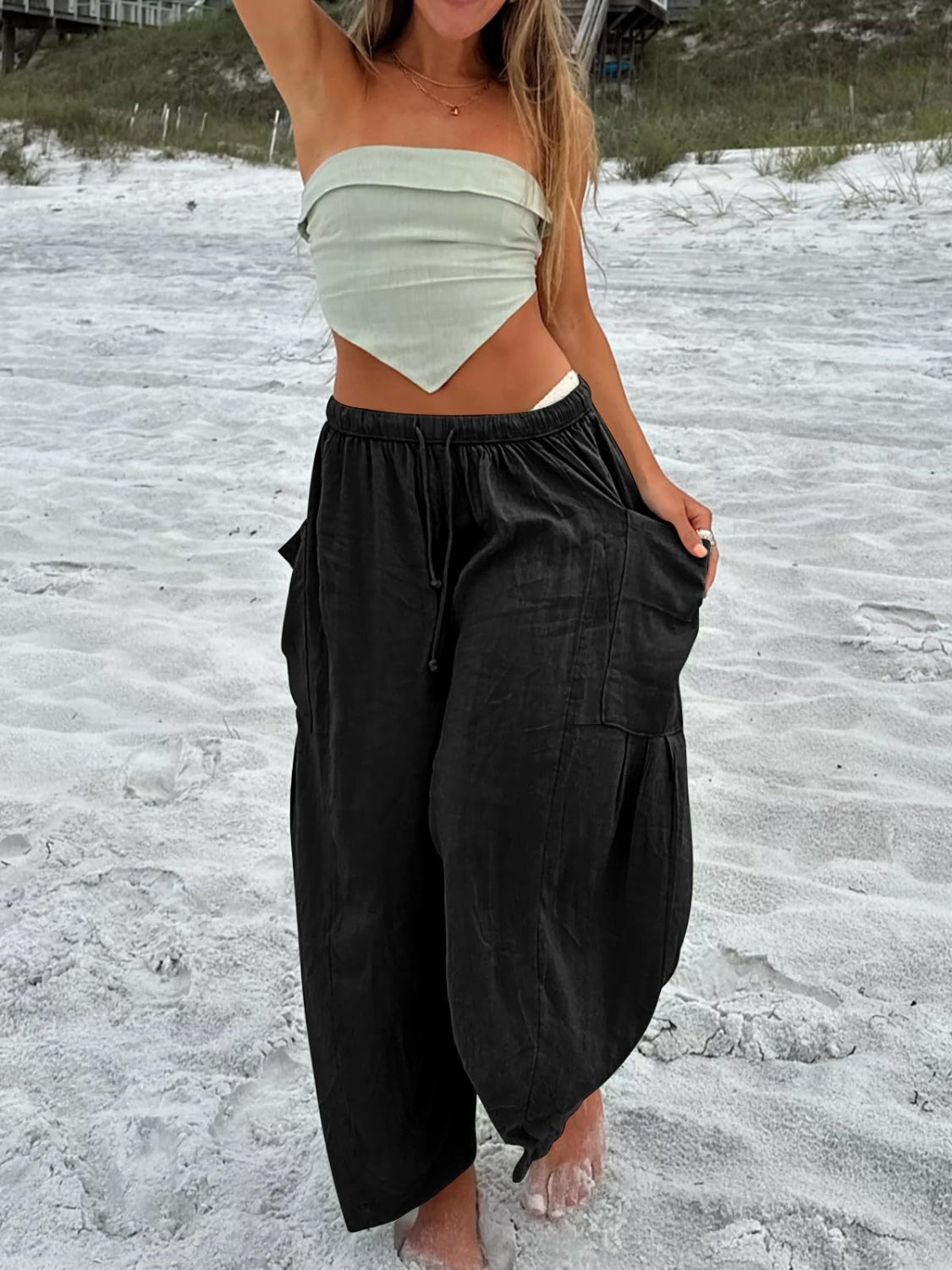 Full Size Drawstring Pants with Pockets Plus Size