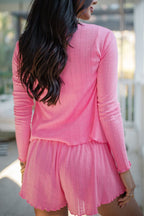 Button Down Cardigan, Cami and Shorts Set