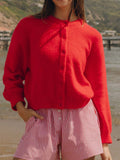 Button Down Long Sleeve Cardigan - felvior