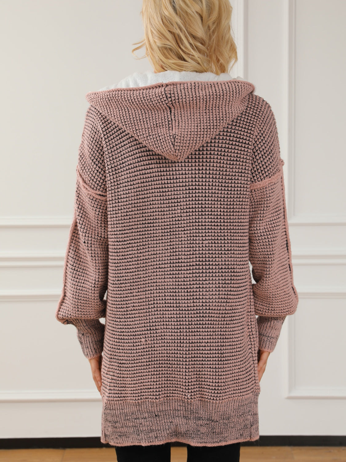 Open Front Hooded Winter Coat with Pockets - felvior