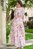 Floral Deep V Slit Maxi Dress - felvior