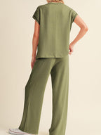 Ribbed Exposed Seam Top and Pants Set