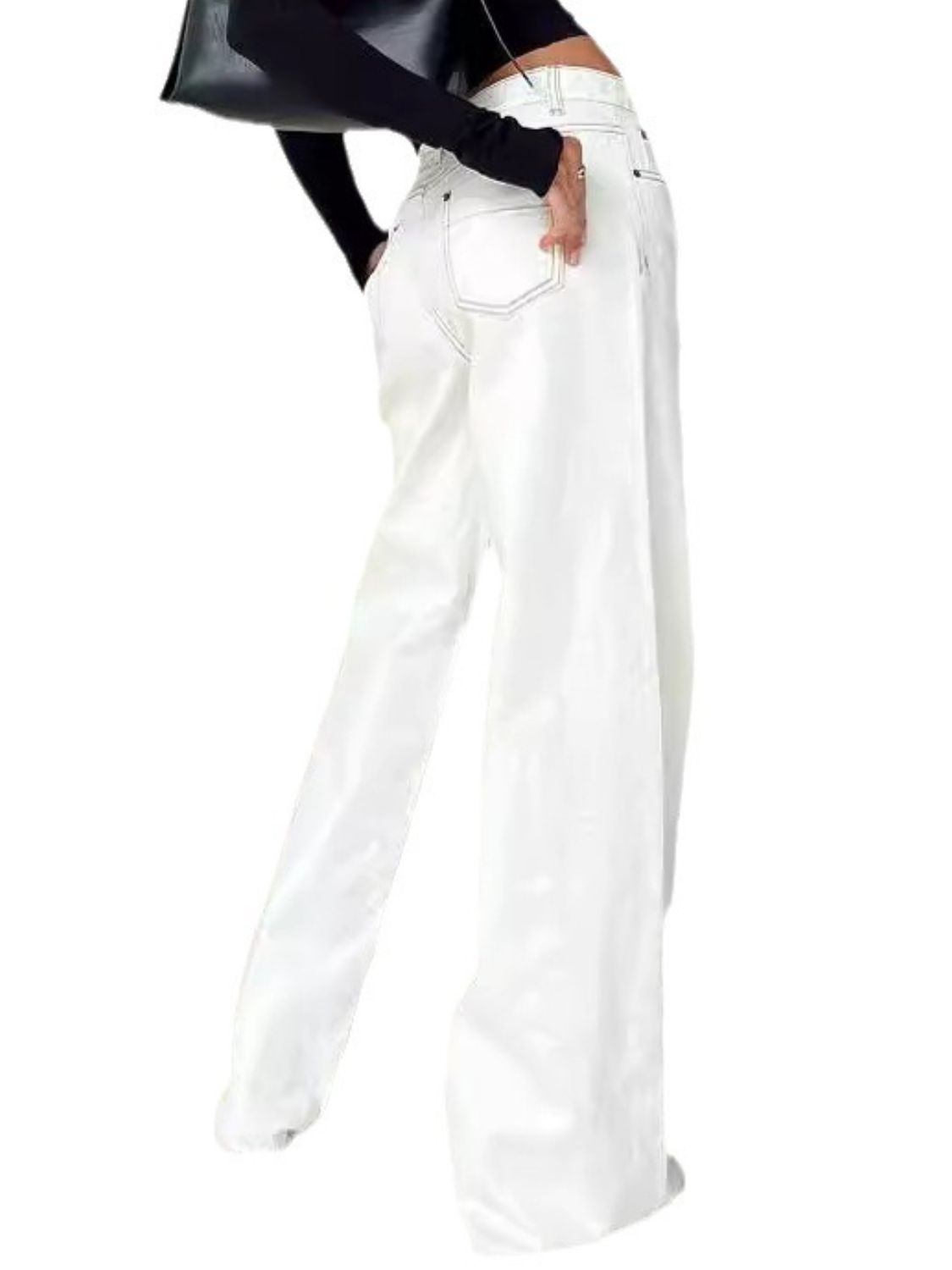 Wide Leg Jeans with Pockets - felvior