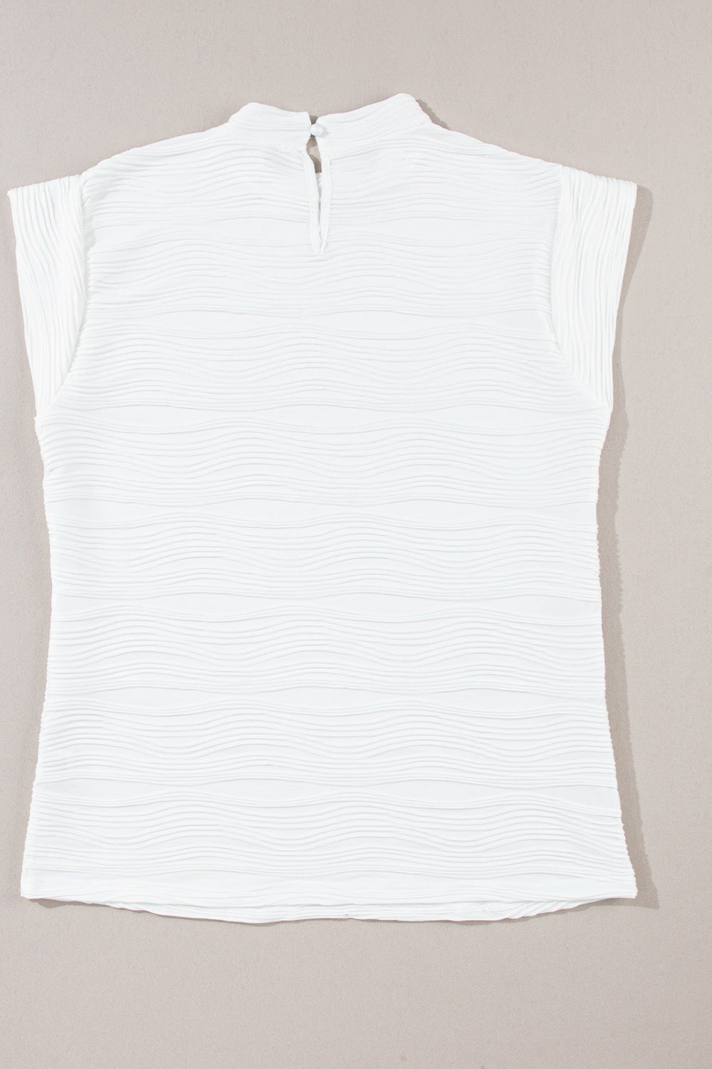 Textured Mock Neck Cap Sleeve Top - felvior