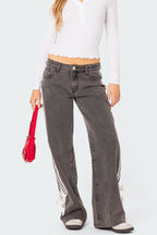 Side Striped Loose Fit Jeans