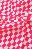Checkered Button Up Top and Pants Lounge Set - felvior