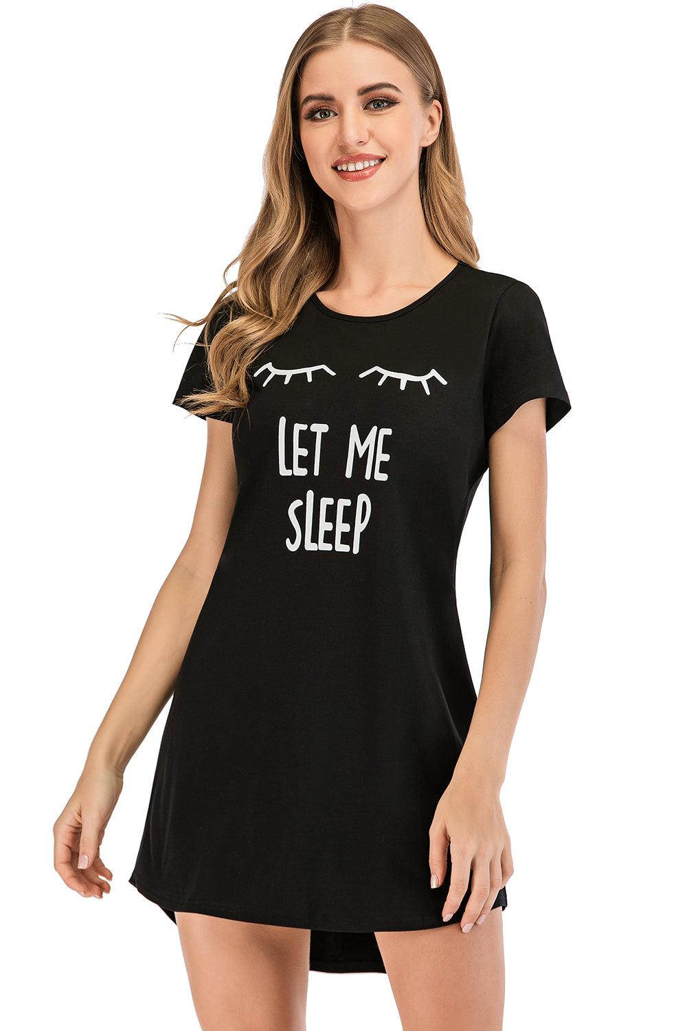 Graphic Round Neck Short Sleeve Lounge Dress - felvior