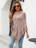 Fringe Hem Hooded Poncho - felvior